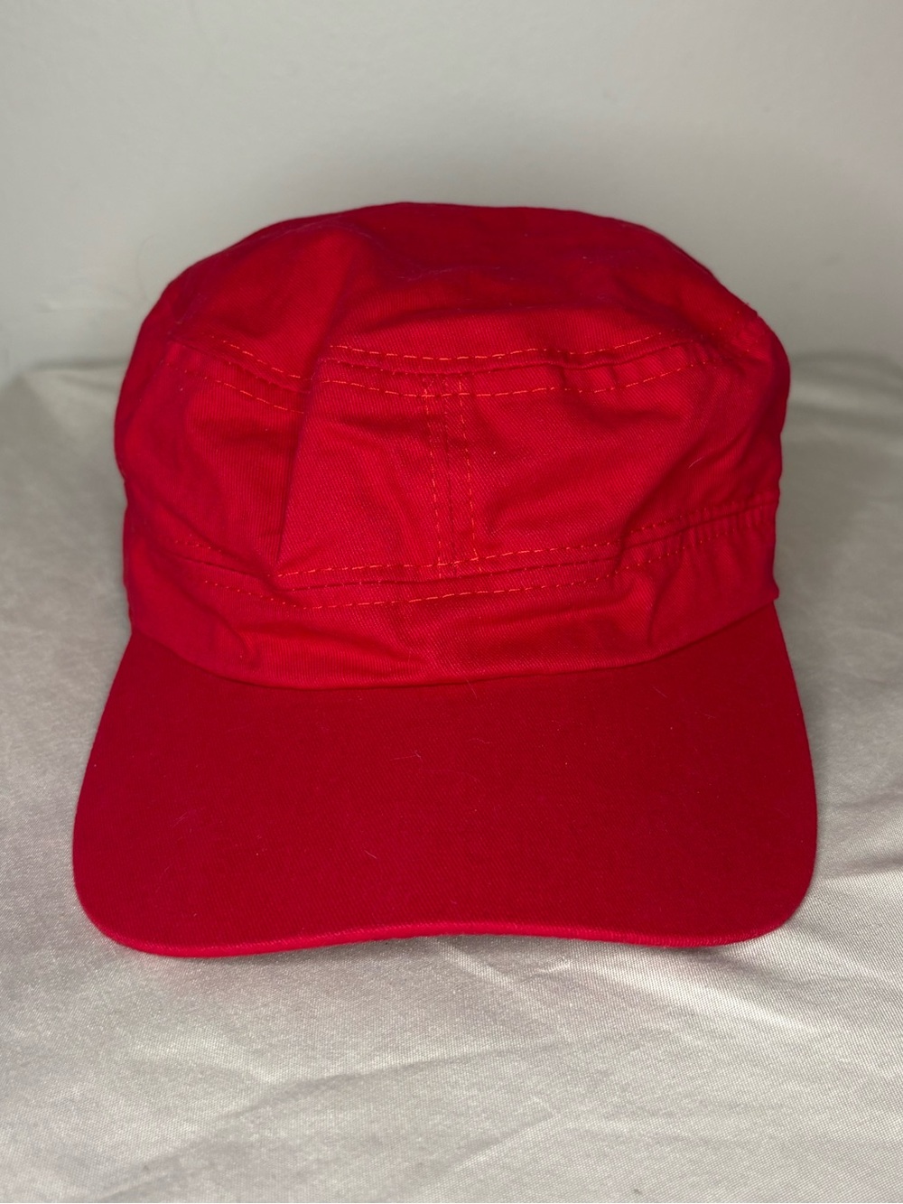 Red military style hat